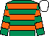 Emerald green & orange hooped, white cap (John P McManus)