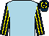 Light blue, dark blue & yellow striped sleeves, dark blue & yellow hooped cap (Ballygallon Stud Limited)