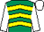 Emerald green & yellow chevrons, white sleeves & cap (Terry Whyte)