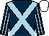 Dark blue, light blue cross sashes, striped sleeves, white cap (Niarchos Family)