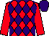 Red & purple diamonds, red sleeves, purple cap (Andrews Syndicate)