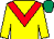 Yellow, red chevron, emerald green cap (Patrick Caulfield)