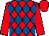 Red & royal blue diamonds, red sleeves & cap (Derek Molloy)