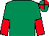 Emerald green, red halved sleeves, quartered cap (Noodles Racing)