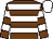 Chocolate, white hoops, white cap (Mr James A Oldham)