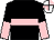 Black, pink hoop, halved sleeves, white and pink quartered cap (Park House Partnership)