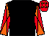 Black, red and orange diabolo on sleeves, red cap, orange diamonds (Robert & Lucy Dickinson)