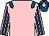 Pink, royal blue epaulets, striped sleeves, royal blue cap, pink star (Miss Sheena West)