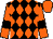 Black and orange diamonds, orange sleeves, black armlets, orange cap (Roll The Dice Racing)