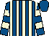 Royal blue and beige stripes, hooped sleeves, royal blue cap (Mr Tim Parker)