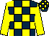 Dark blue and yellow check, yellow sleeves (Robert Allcock)