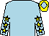 Light blue, yellow stars on sleeves, yellow cap, light blue diamond (Bex Design & Print Ltd)