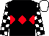 Black, red triple diamond, white and black check sleeves, white cap (Parsonage Racing Partnership)