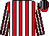Red and white stripes, maroon and white striped sleeves (Miss Rowena Edwards)