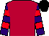 Scarlet, purple and red hooped sleeves, black cap (H R H The Princess Royal)