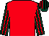 Red, dark green and red striped sleeves and cap (Miss E J Tanner)
