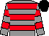 Grey, red hoops, black cap (Stirrups Racing)