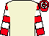Beige, red and white hooped sleeves and cap (G Carstairs & R Marker)