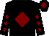 Black, maroon diamond, diamonds on sleeves, black cap, maroon diamond (S J Kiss & The Lucky Strats)