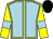 Light blue, yellow seams, yellow sleeves, light blue armlets, black cap (Mr A B Phipps)