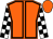 Orange, black seams, white and black check sleeves, orange cap (Dr G S Plastow)