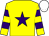 Yellow, purple star, hooped sleeves, white cap (Basement Syndicate)