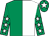 Emerald green and white (halved), emerald green sleeves, white stars, emerald green cap, white star (Mr Emlyn Patterson)
