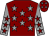 Maroon, grey stars, grey sleeves, maroon stars (Mr & Mrs C Glover)