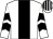 White, black panel, black chevrons on sleeves, striped cap (Thomas Flannery)