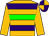 Old gold, purple and green hoops, old gold sleeves, purple and old gold quartered cap (Reign It In Again)