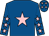 Royal blue, pink star, pink stars on sleeves, royal blue cap, pink stars (Sarah Jane Jones)