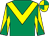 Emerald green, yellow chevron, diabolo on sleeves, quartered cap (G Phelan)