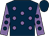 Dark blue, mauve spots, mauve sleeves, dark blue spots, dark blue cap (Blessedamongstwomen Syndicate)