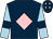 Dark blue, pink diamond, light blue sleeves, dark blue armlets, dark blue cap, pink diamonds (Flawless Racing Limited)