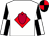 White, red diamond, scarlet heart, black and white quartered sleeves, black and red quartered cap (Three Of A Kind)