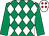 Emerald green & white diamonds, emerald green sleeves, white cap, red diamonds (Trevor Joseph O'Reilly)