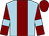 Light blue, maroon stripe, maroon sleeves, light blue armlets, maroon cap (Mr Anthony Lyons)