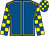 Royal blue, yellow seams, checked sleeves and cap (Childswickham Partnership)