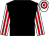 Black, white and red striped sleeves, hooped cap (Jmh Racing Limited)