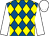 ROYAL BLUE and YELLOW diamonds, WHITE sleeves and cap (Mr Gerry McGladery)