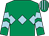 Emerald green, light blue triple diamond, chevrons on sleeves, striped cap (Curry House Corner And Partner)