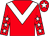 Red, white chevron, red sleeves, white stars, red cap, white star (Clarendon Thoroughbred Racing)