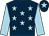 Dark blue, light blue stars, light blue slvs, dark blue cap, light blue star (Mrs A M Burns)