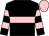 Black, pink hoop, hooped sleeves, pink cap (Mr T Lacey)