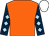 Orange, dark blue sleeves, light blue diamonds, white cap (Rockview Racing Club)
