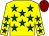 Yellow, dark green stars, maroon cap (Here We Go Racing)