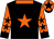 Black, orange star, collar and sleeves, black stars and cuffs, orange cap, black star and peak (Mr M C Wright)