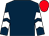 Dark blue, white chevrons on sleeves, red cap (The Dirham Partnership)