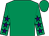 Emerald green, purple stars on sleeves (Redgate Bloodstock)