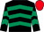 Black & emerald green chevrons, red cap (Galaxy Horse Racing Syndicate)